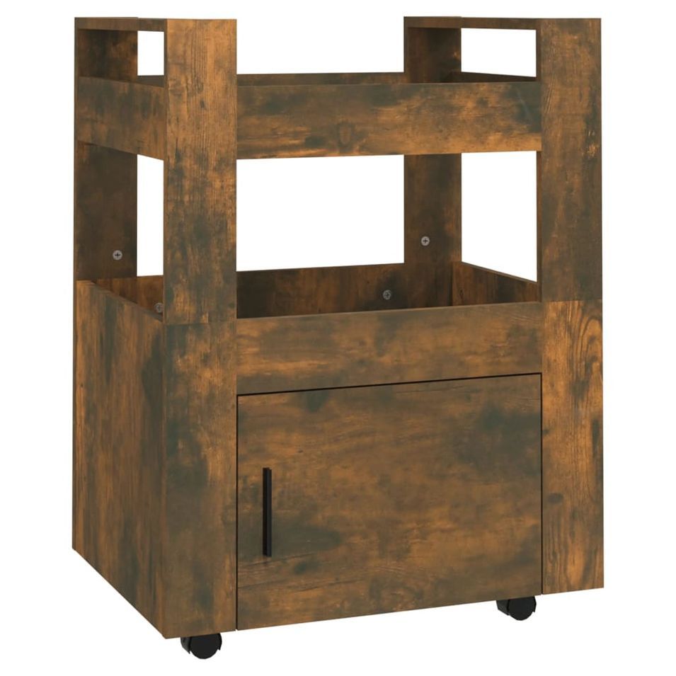 Chariot de cuisine Chêne fumé 60x45x80 cm Bois d'ingénierie - Photo n°1