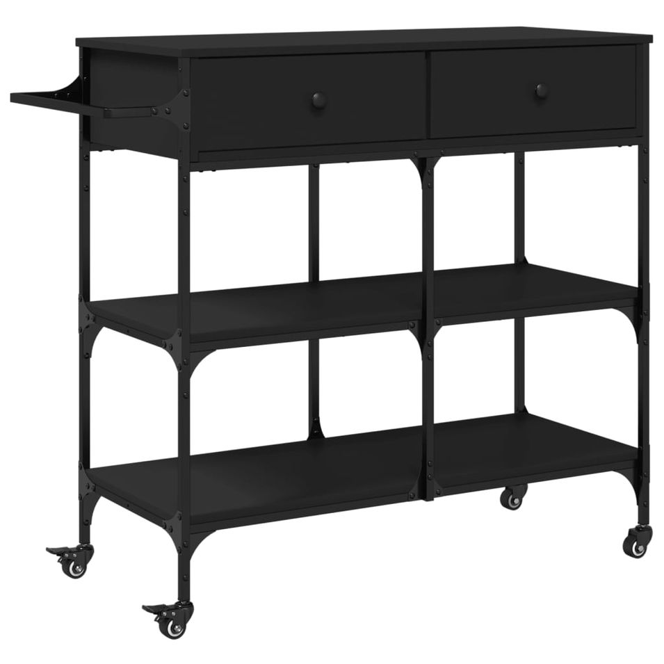 Chariot de cuisine noir 105x42x95 cm bois d'ingénierie - Photo n°1