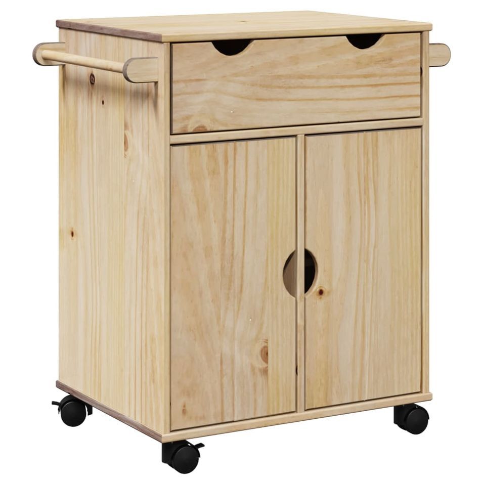 Chariot de cuisine OTTA 59x45x80 cm bois massif de pin - Photo n°1