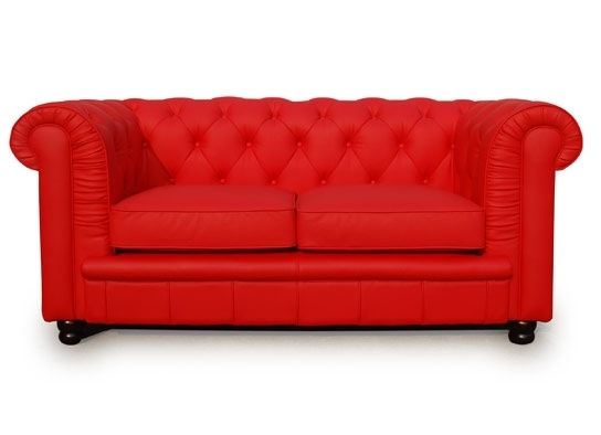 Chesterfield 2 places Simili Rouge Élégance - Photo n°1