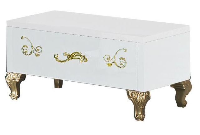 Chevet 1 tiroir design bois laqué blanc et doré Jade 60 cm - Photo n°1