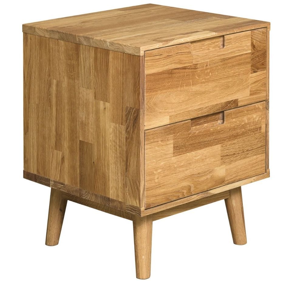 Chevet 2 tiroirs en bois de chêne massif Kundy - Photo n°1