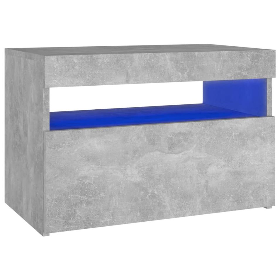 Chevet avec lumières LED Gris béton 60x35x40 cm - Photo n°1