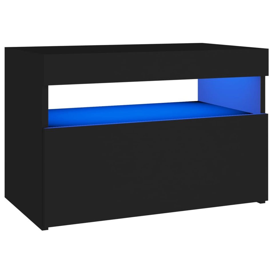 Chevet avec lumières LED Noir 60x35x40 cm - Photo n°1
