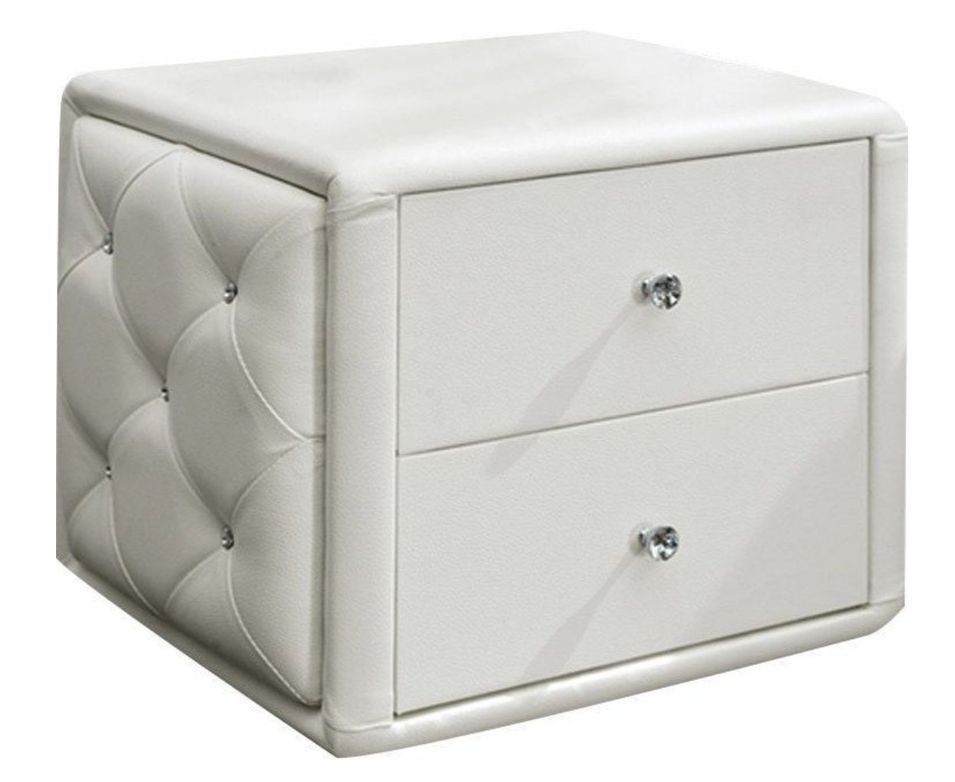 Chevet design 2 tiroirs simili cuir blanc Sunna - Photo n°1