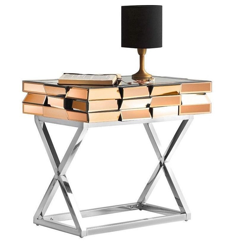 Chevet design miroir doré Jarina - Photo n°1