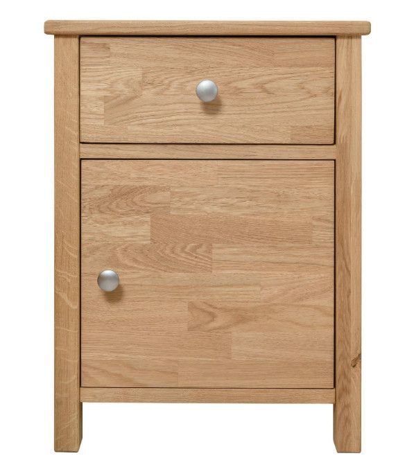 Chevet en bois de chêne massif naturel 1 porte 1 tiroir Rika - Photo n°1