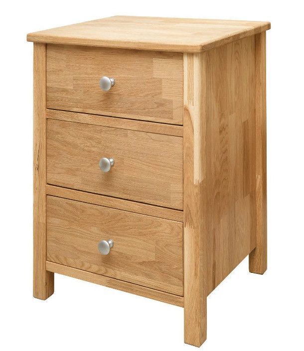 Chevet en bois de chêne massif naturel 3 tiroirs Rika - Photo n°1