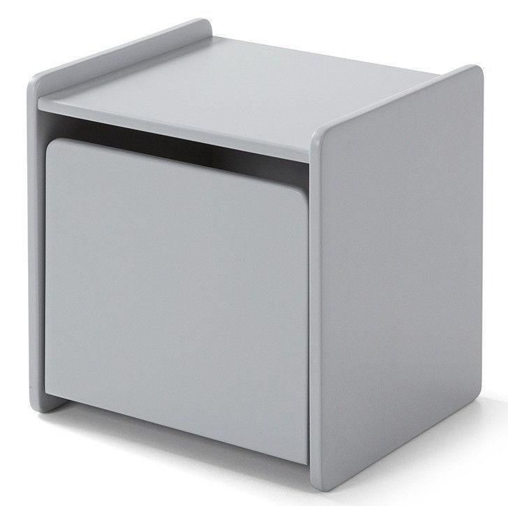 Chevet enfant 1 porte bois laqué gris Kiddy - Photo n°1