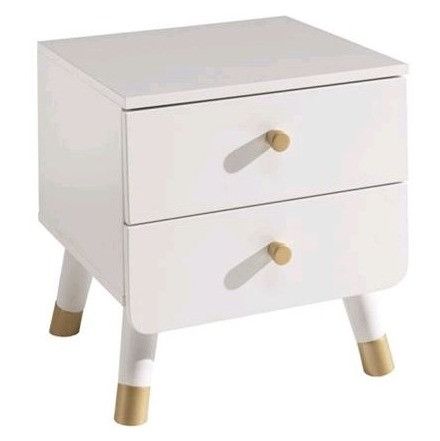 Chevet enfant 2 tiroirs bois blanc satiné Funy - Photo n°1