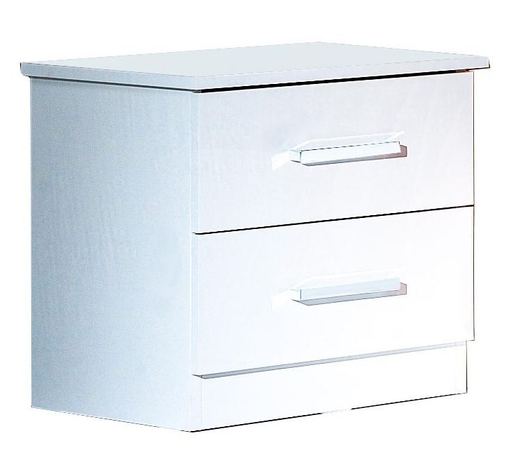 Chevet moderne 2 tiroirs bois blanc laqué Mona 50 cm - Photo n°1