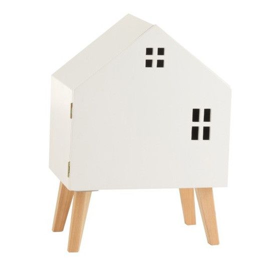 Chevet petite armoire cabane bois clair et blanc Peeka - Photo n°1