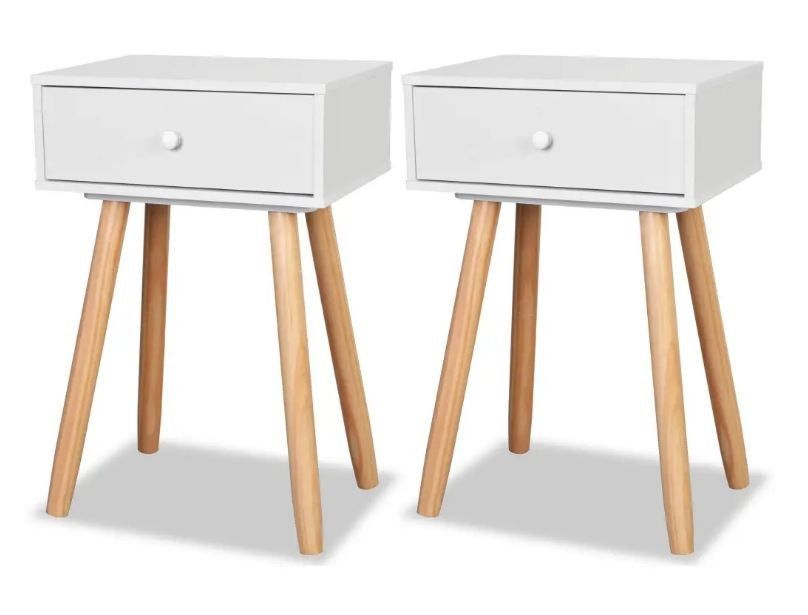 Chevet scandinave bois blanc et pieds pin clair Tonay - Lot de 2 - Photo n°1