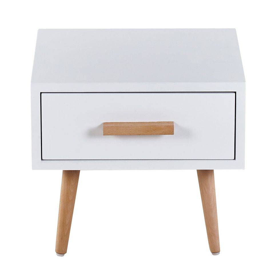 Chevet scandinave chêne clair et blanc 1 tiroir Skoma - Photo n°1