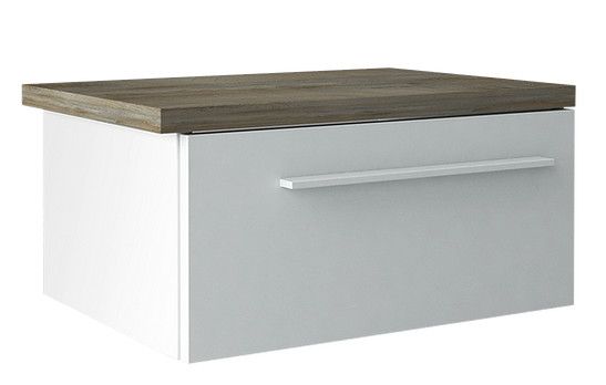 Chevet suspendu gauche laqué blanc et bois taupe grisé Kido - Photo n°1