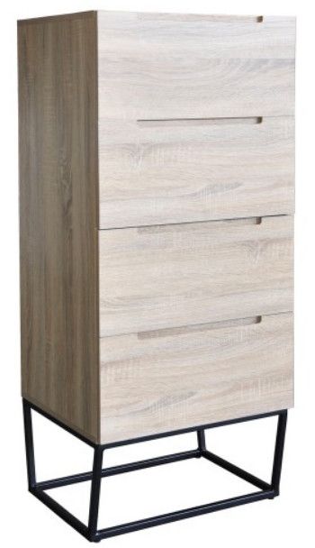 Chiffonnier 4 tiroirs chêne clair et métal noir Logan - Photo n°1