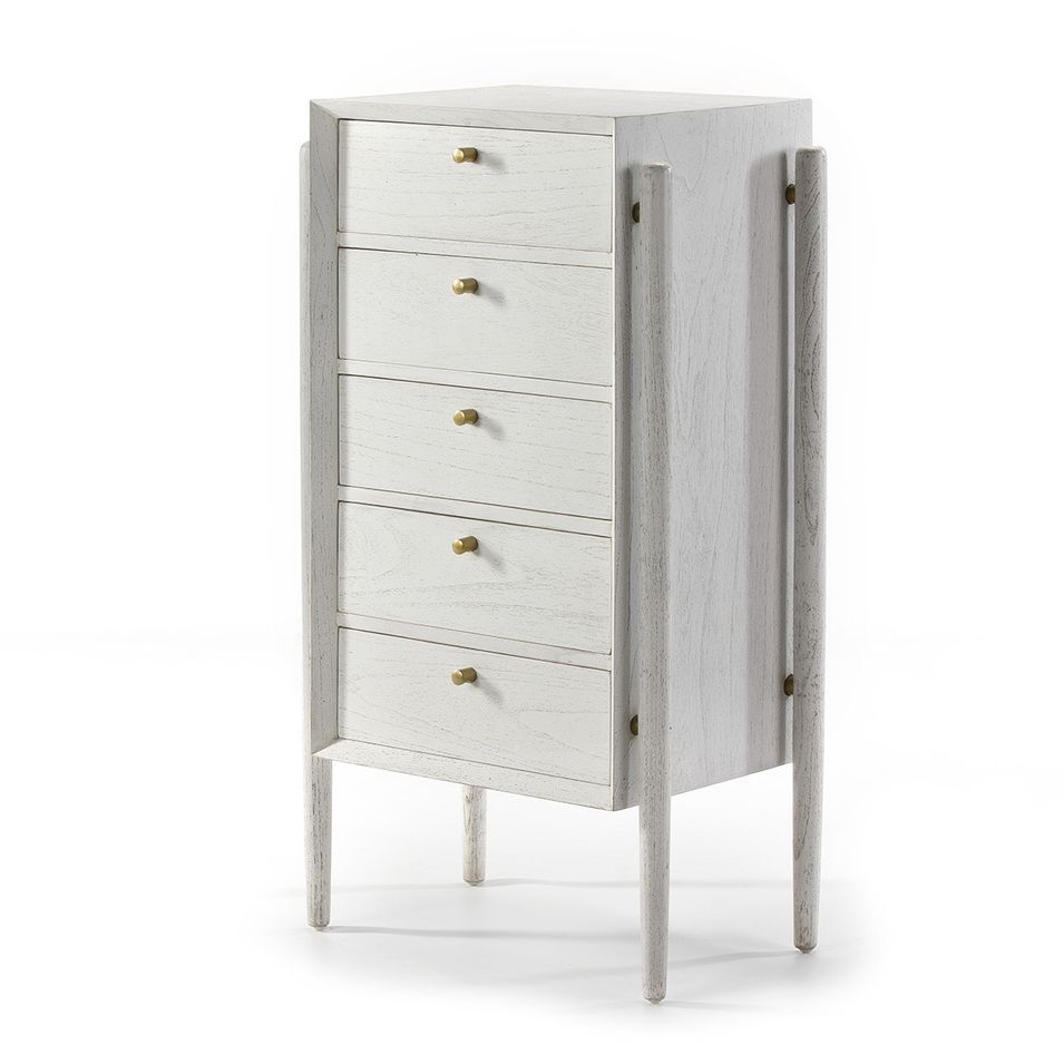Chiffonnier 5 tiroirs bois blanc Vazen - Photo n°1