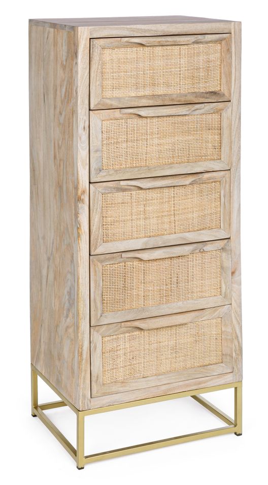 Chiffonnier 5 tiroirs bois de manguier Emo L 45 cm - Photo n°1