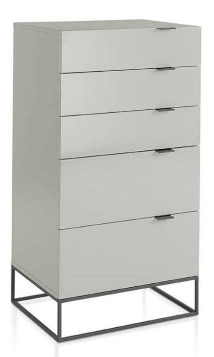 Chiffonnier 5 tiroirs bois laqué et acier noir Ciora - Photo n°1