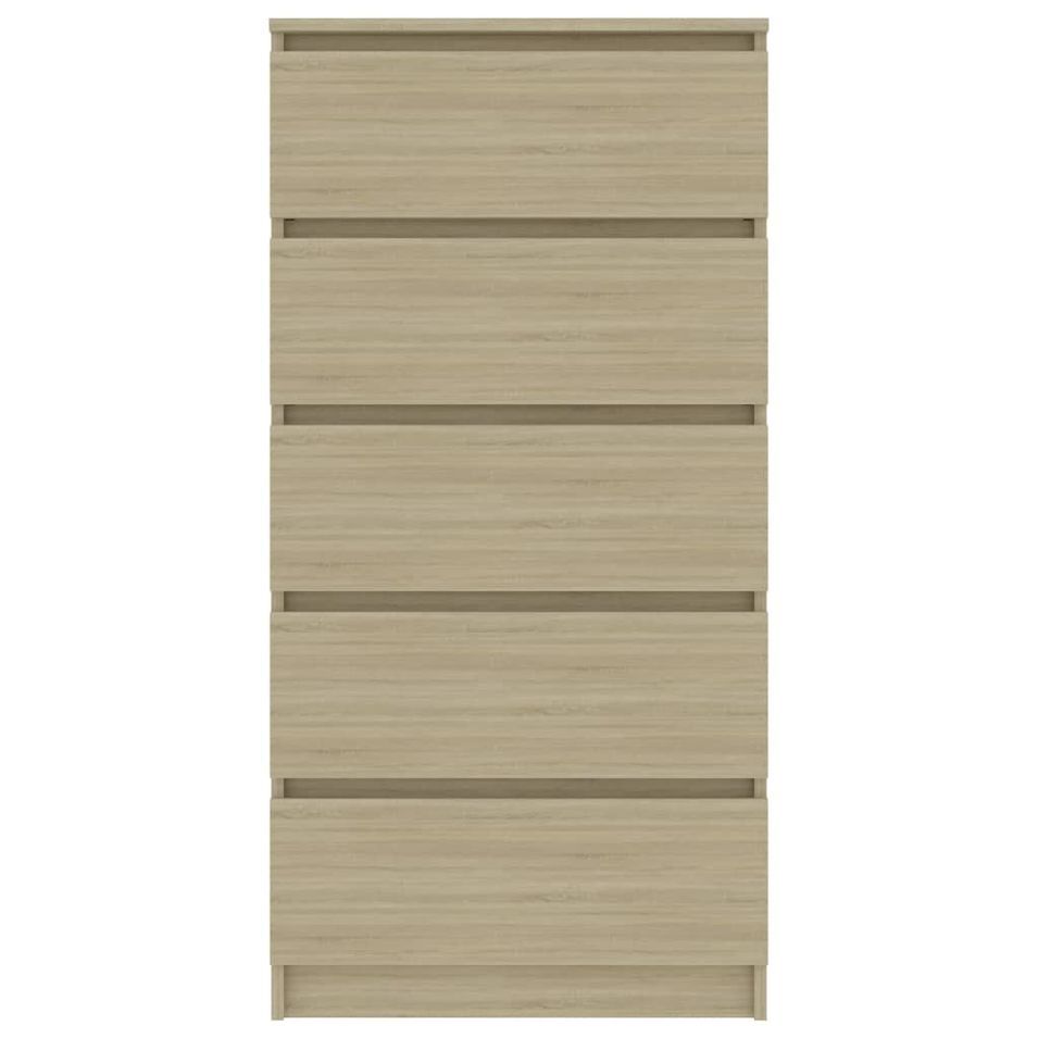Chiffonnier 5 tiroirs Chêne sonoma 60x35x121 cm - Photo n°1
