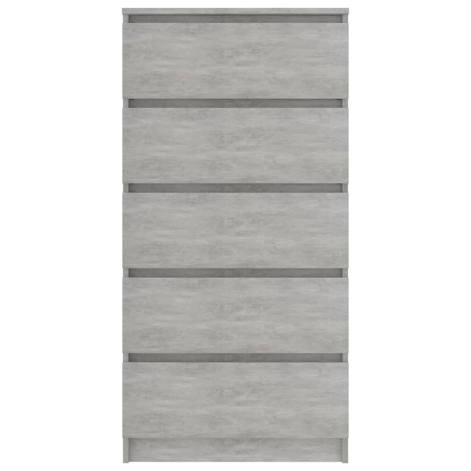 Chiffonnier 5 tiroirs Gris béton 60x35x121 cm - Photo n°1