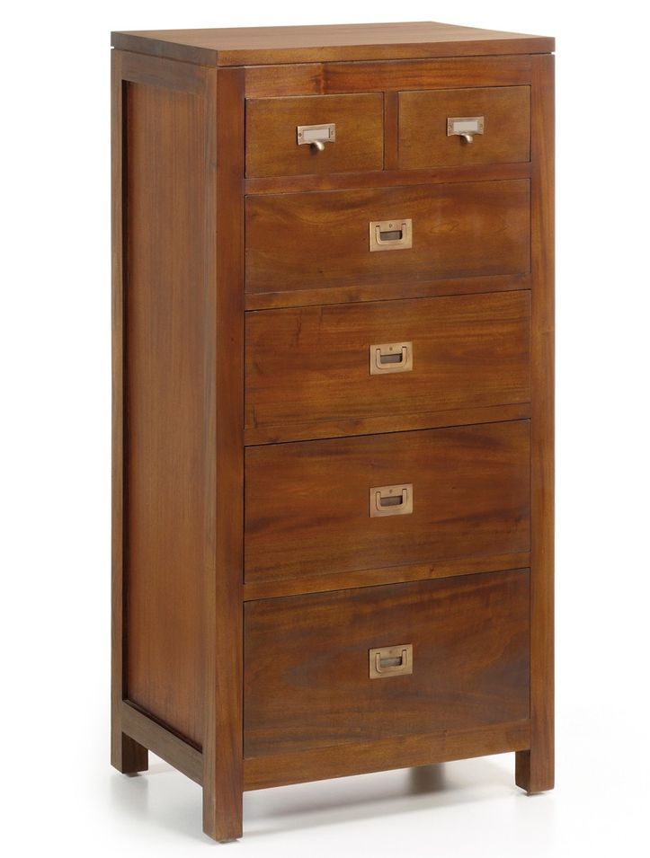 Chiffonnier 6 tiroirs en bois d'acajou massif FALKANE - Photo n°1