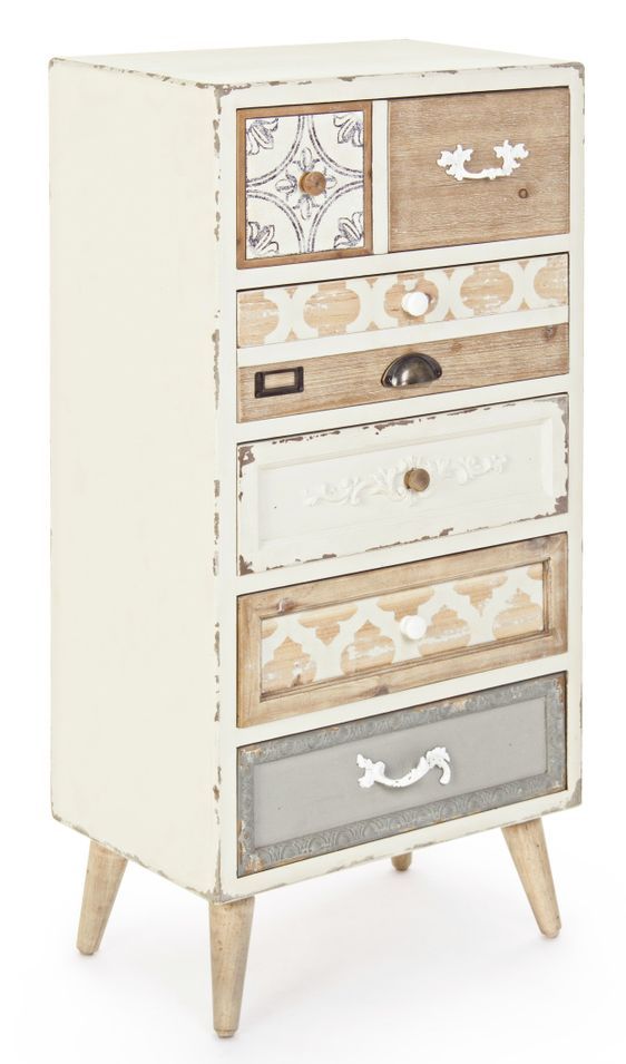 Chiffonnier 7 tiroirs multicolore bois de sapin Aby L 50 cm - Photo n°1