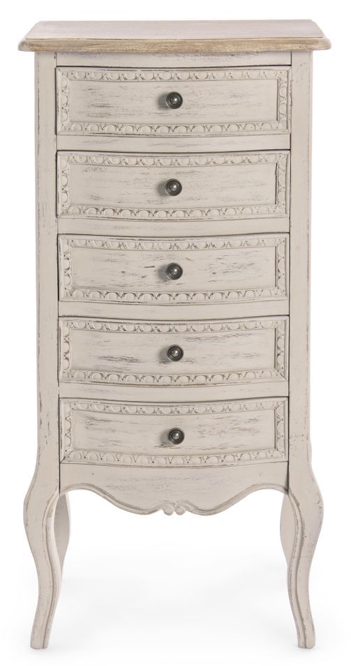 Chiffonnier JARA – Bois de paulownia beige – 5 tiroirs - Photo n°1