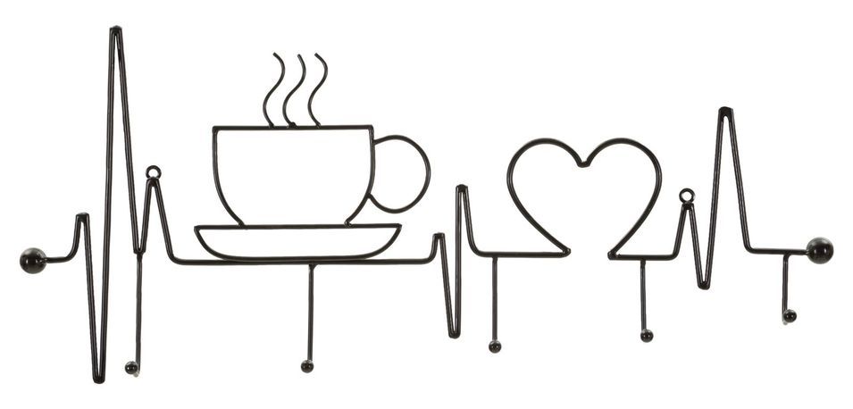 Cintre mural noir pour petit-déjeuner, 60 x 3,8 x 26,7 cm - Photo n°1