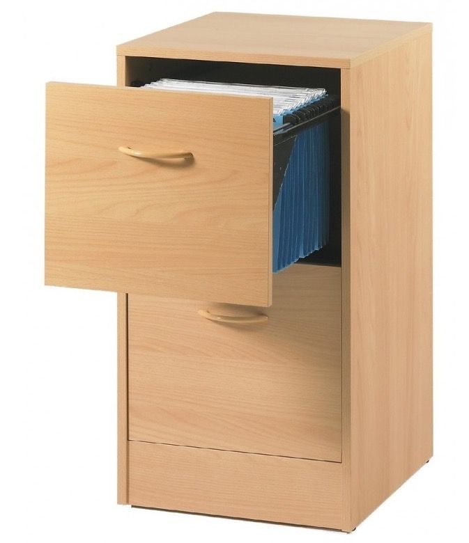 Classeur 2 tiroirs dossiers suspendus bois clair Office H77 cm - Photo n°1