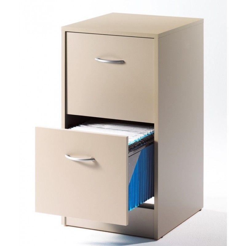 Classeur 2 tiroirs pour dossiers suspendus taupe Matha - Photo n°1