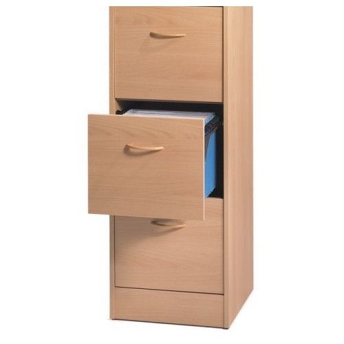 Classeur 3 tiroirs dossiers suspendus Bois clair Office H109 cm - Photo n°1