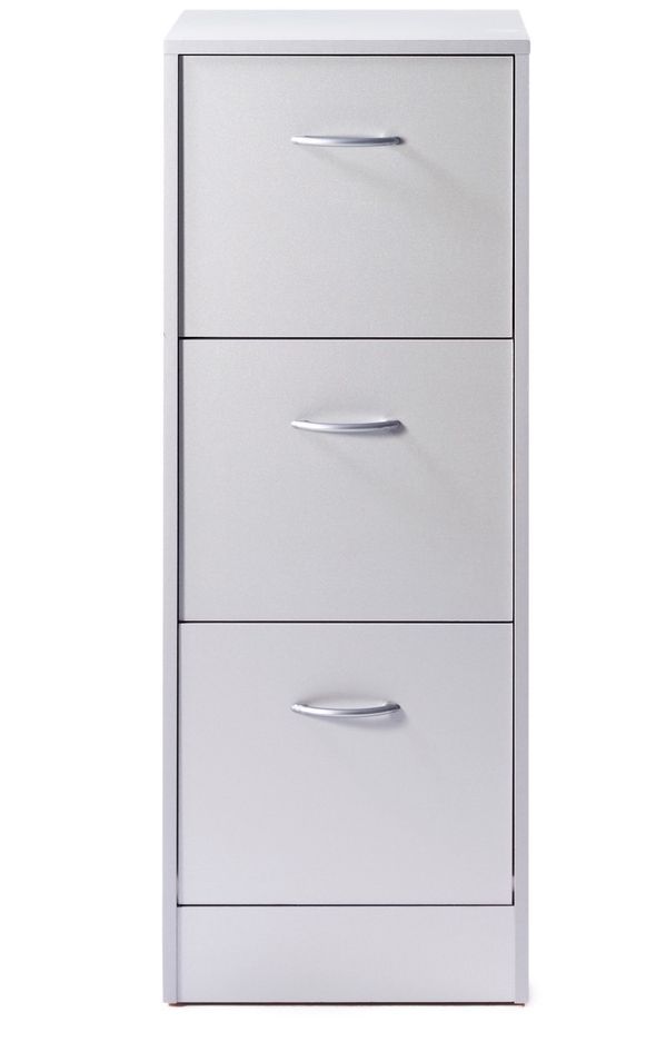 Classeur 3 tiroirs dossiers suspendus gris Office H109 cm - Photo n°1