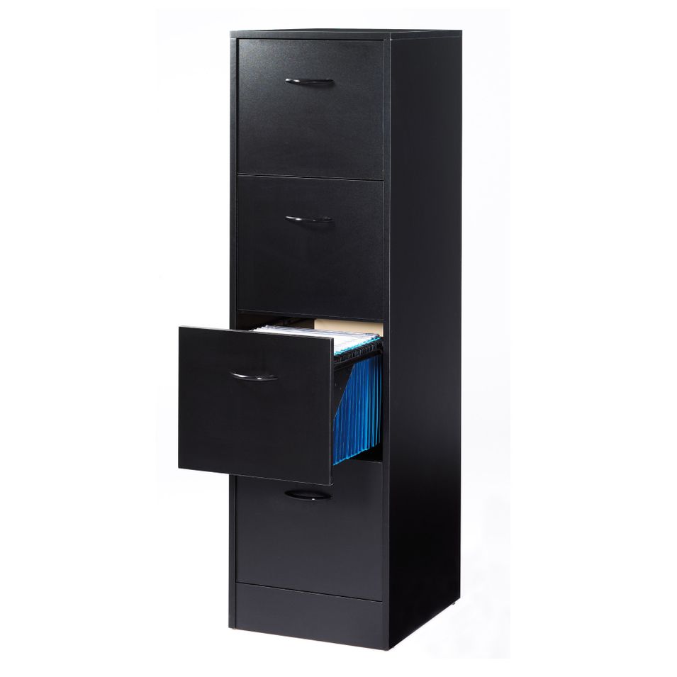 Classeur 3 tiroirs pour dossiers suspendus Noir Rank - Photo n°1