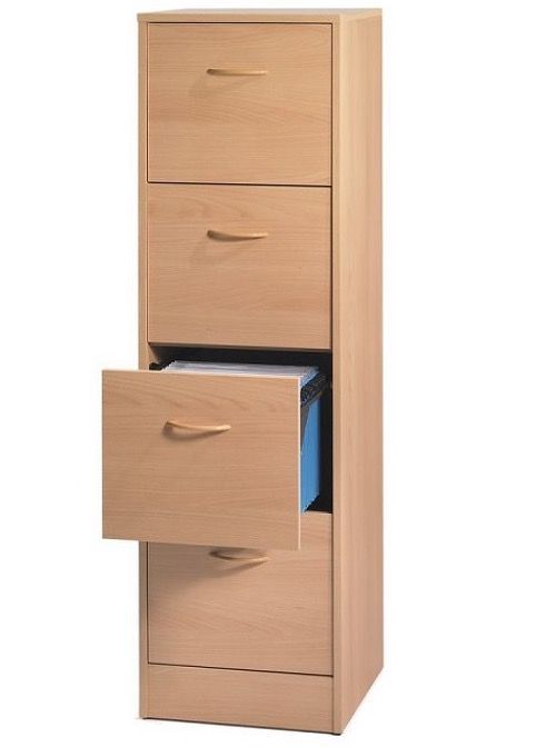Classeur 4 tiroirs dossiers suspendus bois clair Office H140 cm - Photo n°1