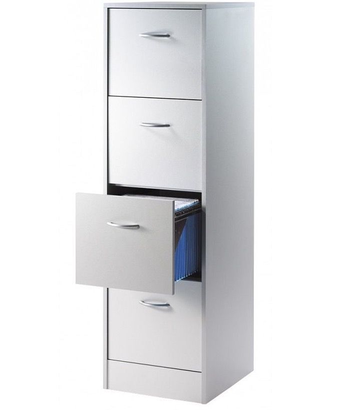 Classeur 4 tiroirs pour dossiers suspendus gris Office H140 cm - Photo n°1