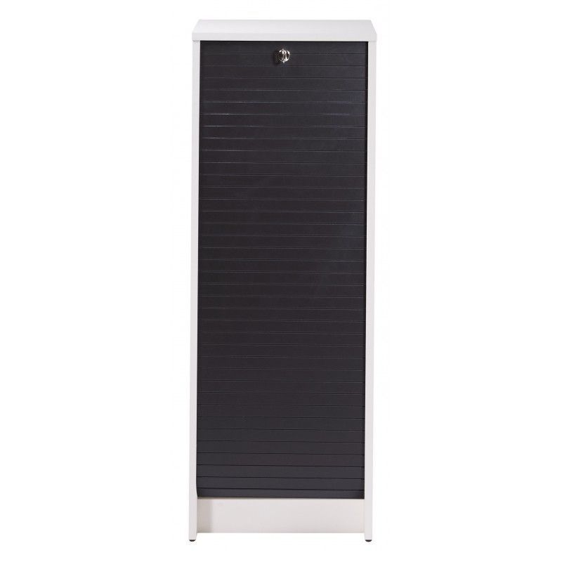 Classeur à rideau blanc BOSTA 104 cm – Meuble de rangement sécurisé 5 niches avec serrure - Photo n°1