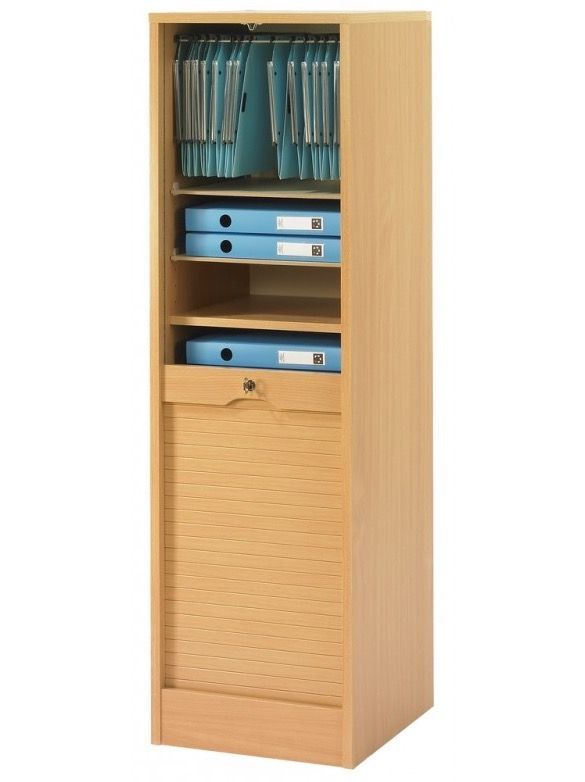 Classeur à rideau bois clair Office 140 cm - Photo n°1