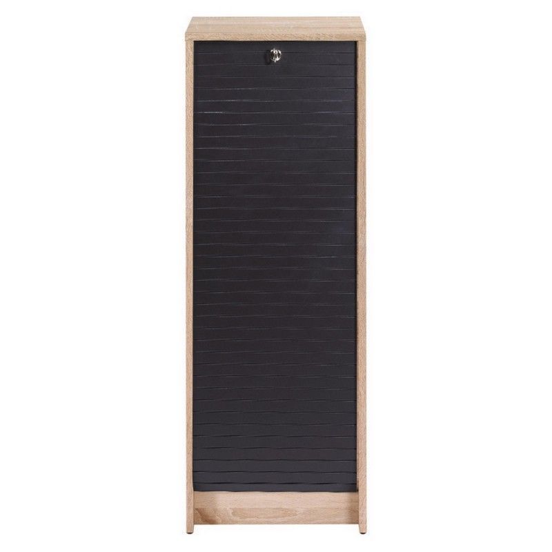 Classeur à rideau chêne clair BOSTA 104 cm – Meuble de rangement sécurisé 5 niches avec serrure - Photo n°1