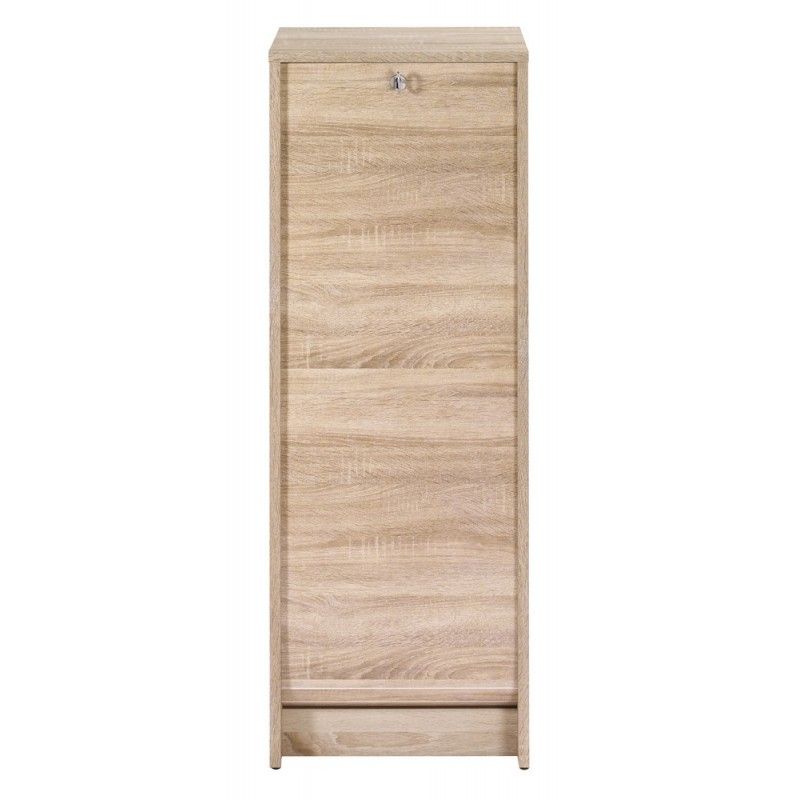 Classeur à rideau chêne clair BOSTA – Meuble de rangement sécurisé 5 niches avec serrure - Photo n°1