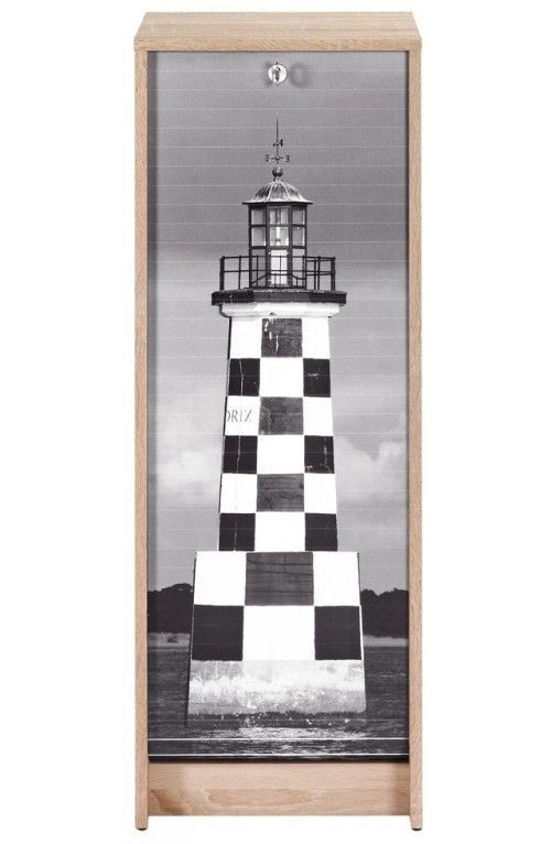 Classeur à rideau chêne naturel imprimé phare Breton Boost - Photo n°1