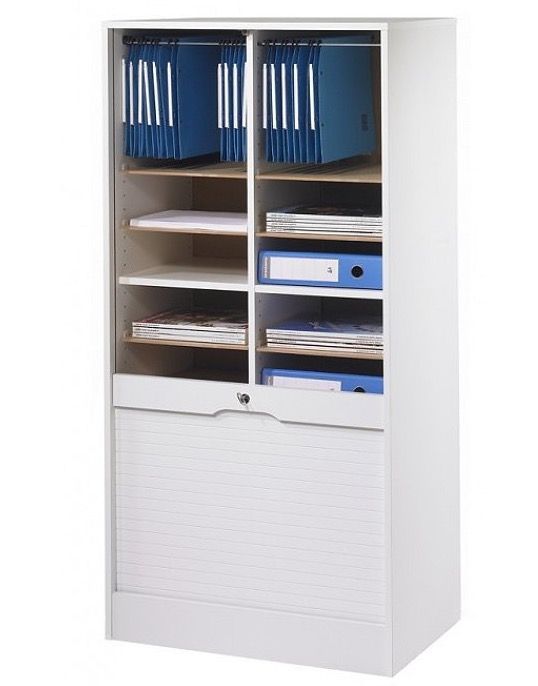 Classeur à rideau large blanc Office 140 cm - Photo n°1