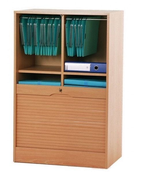 Classeur à rideau large hêtre Office 108 cm - Photo n°1