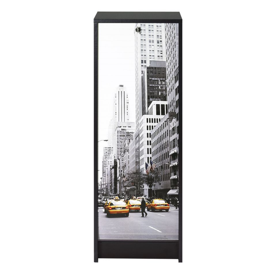 Classeur à rideau noir BOSTA 104 cm – Meuble de rangement sécurisé 5 niches avec serrure - Photo n°1