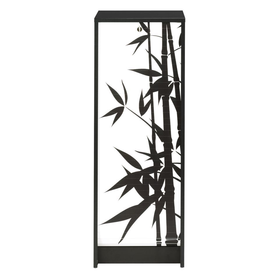 Classeur à rideau noir BOSTA 104 cm – Meuble de rangement sécurisé 5 niches avec serrure - Photo n°1