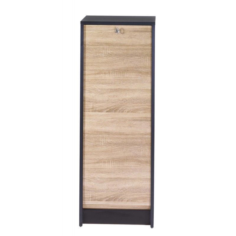Classeur à rideau noir BOSTA 104 cm – Meuble de rangement sécurisé 5 niches avec serrure - Photo n°1