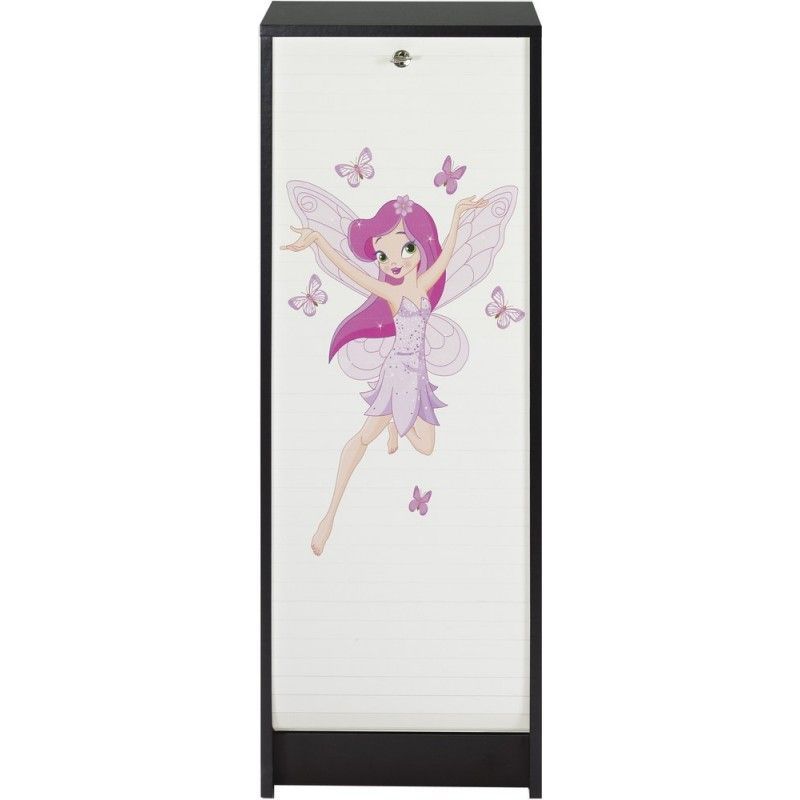 Classeur à rideau noir BOSTA 104 cm – Meuble de rangement sécurisé 5 niches avec serrure - Photo n°1