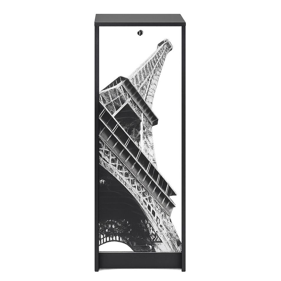 Classeur à rideau noir BOSTA 104 cm – Meuble de rangement sécurisé 5 niches avec serrure - Photo n°1
