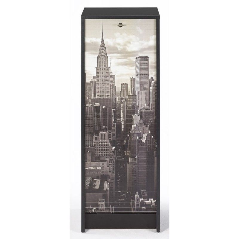 Classeur à rideau noir BOSTA 104 cm – Meuble de rangement sécurisé 5 niches avec serrure - Photo n°1