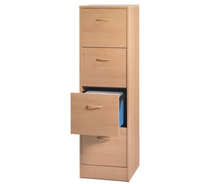 Classeur bureau 4 tiroirs OFFICE 140 cm – Meuble vertical pour dossiers suspendus - Photo n°1